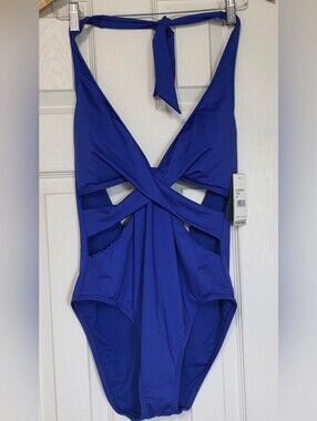 NWT Kenneth Cole Royal Blue One-Piece Cutout Swimsuit